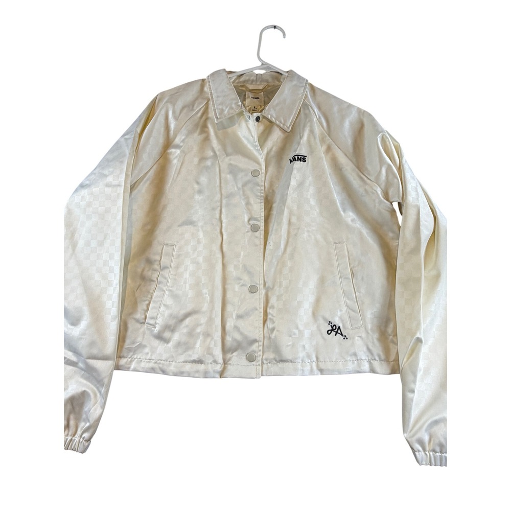 Vans x Julian Klincewicz Checkerboard Satin Coaches Jacket Cream Mens Medium